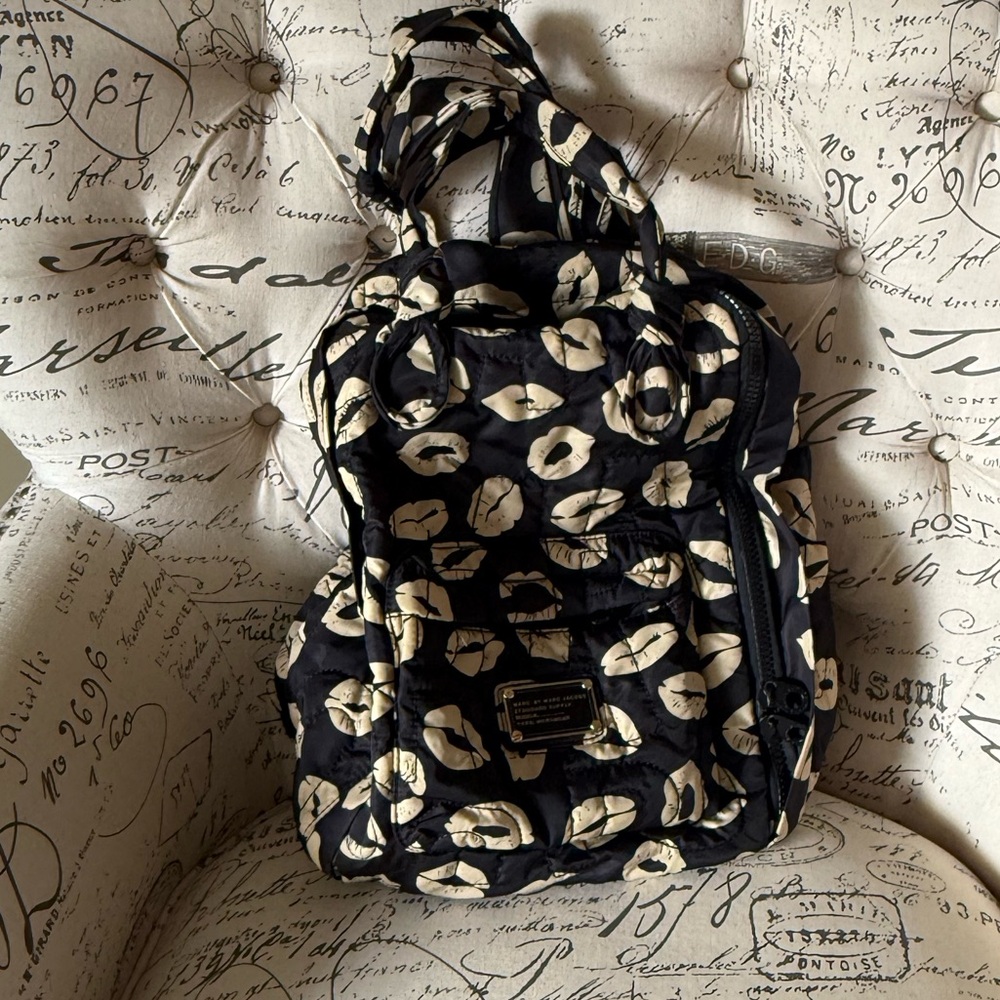 Marc Jacobs Black and Cream Women's Backpack